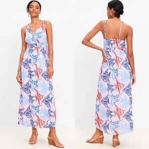LOFT Pink Blue Floral Maxi Dress - XXL - NWT